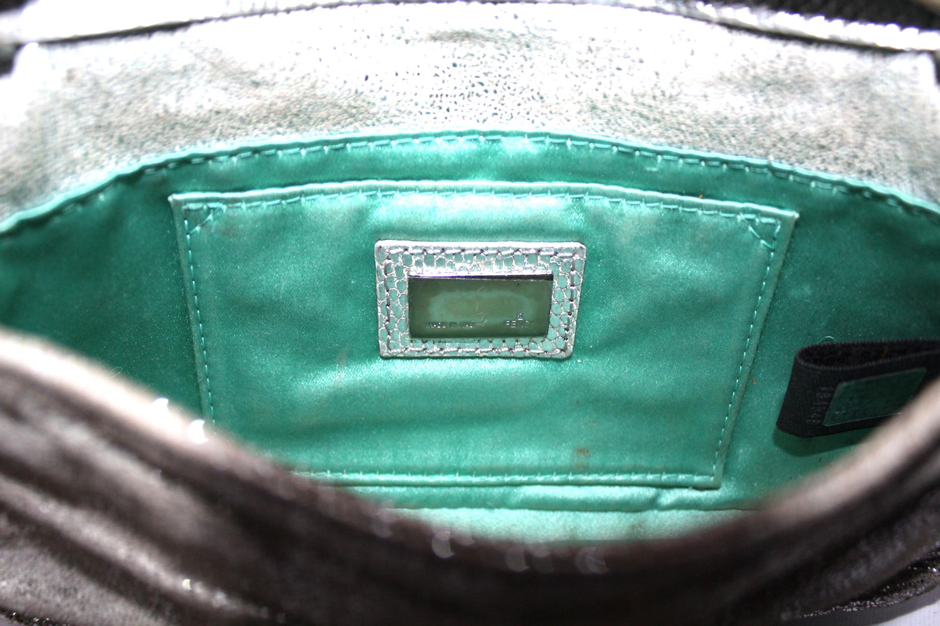 Women's Fendi Silver Leather Baguette Bag