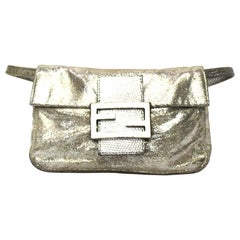 Fendi Silver Leather Baguette Bag