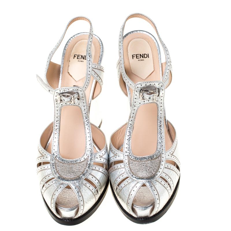 fendi silver sandals