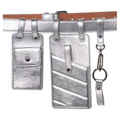 Used Fendi Silver Leather Multi Pouch Belt Bag