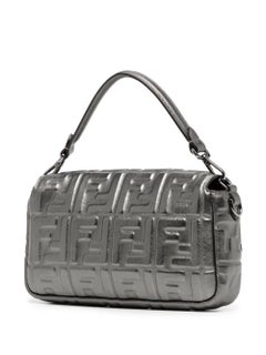 Fendi Silver Logo Embossed Baguette