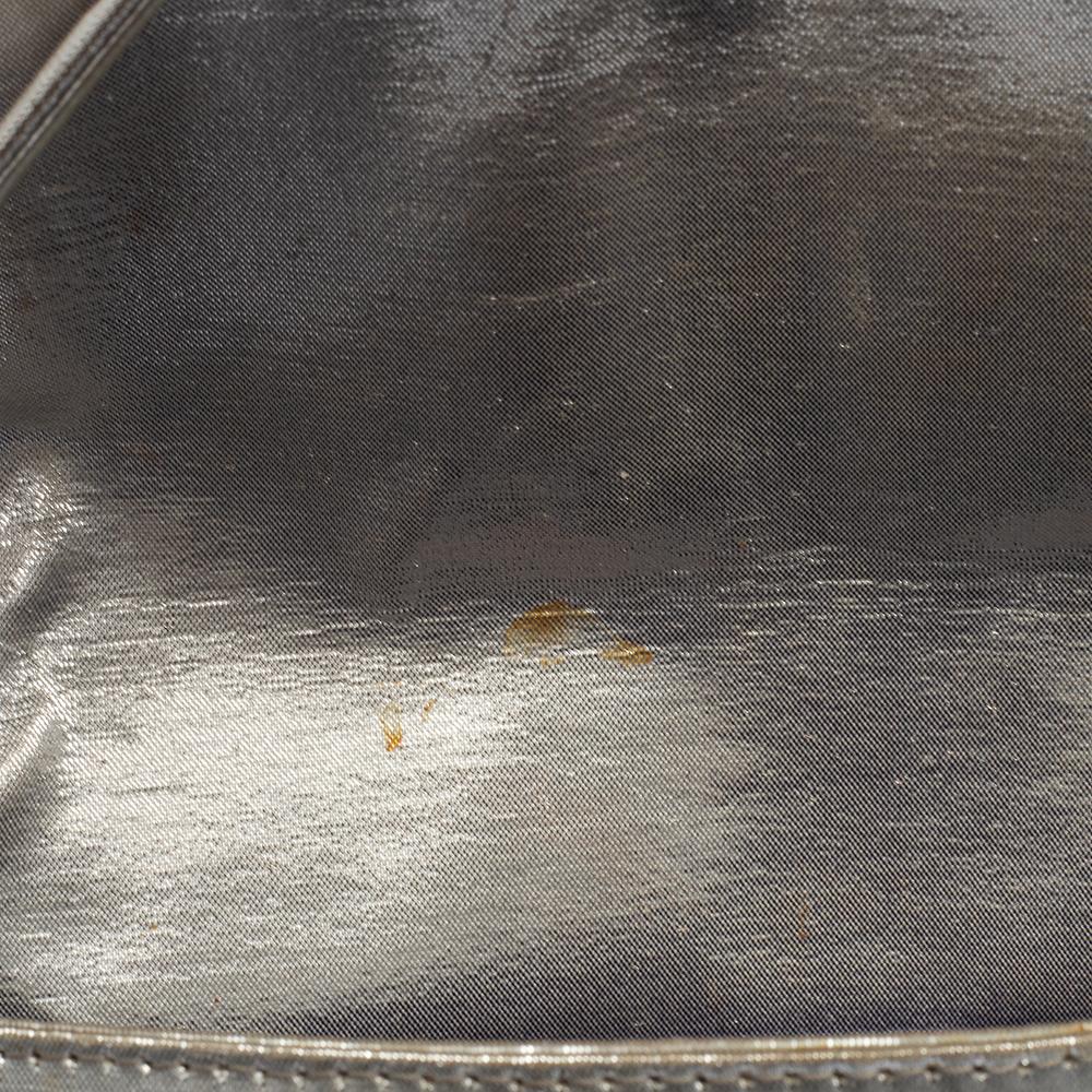 Fendi Silver Logo Embossed Fabric Baguette 6