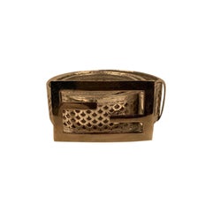 Fendi Silver Metal Perforated Leather Belt with FF Buckle Belt