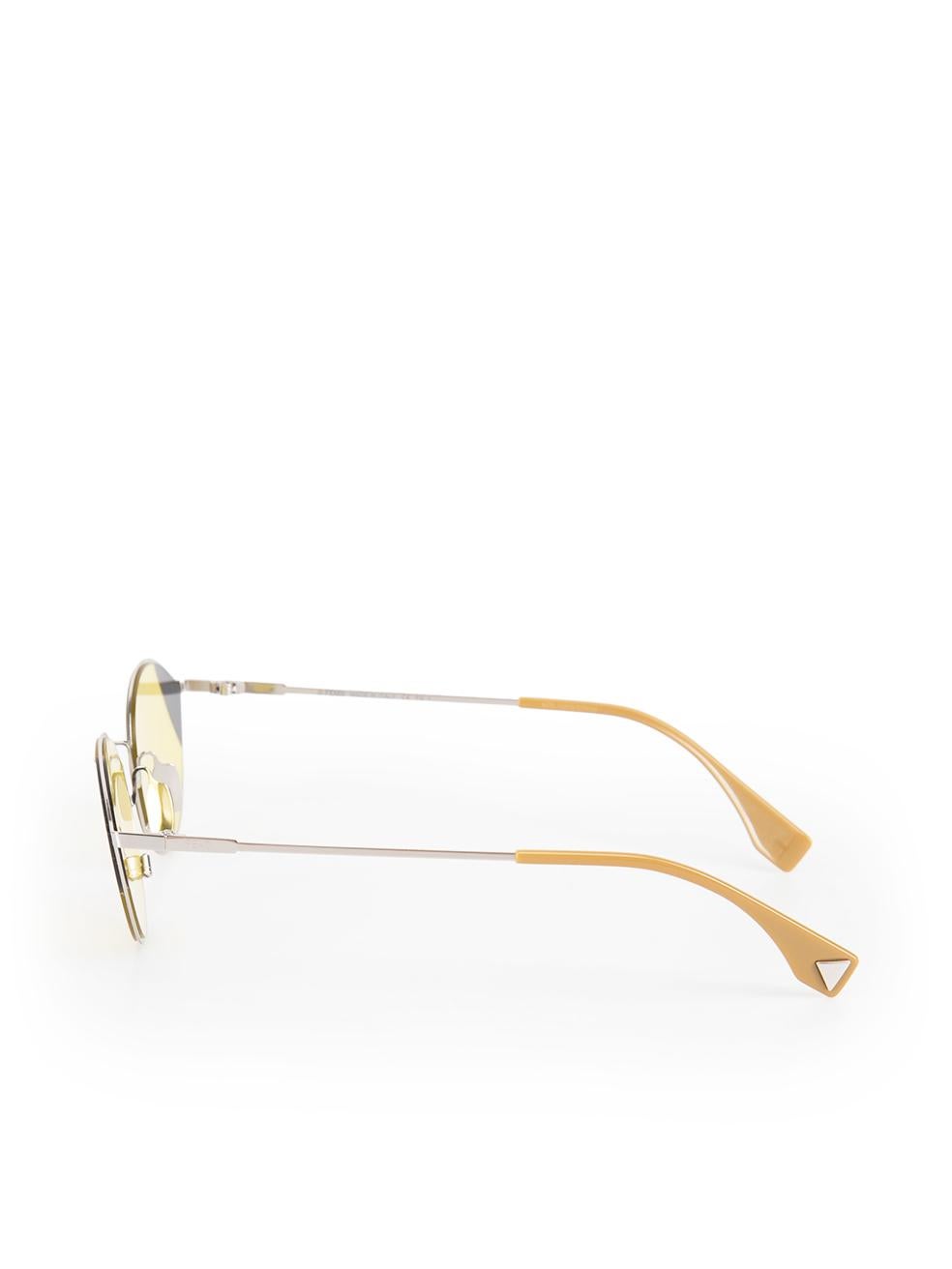 Fendi Silver Metal Yellow Cat Eye Sunglasses 1