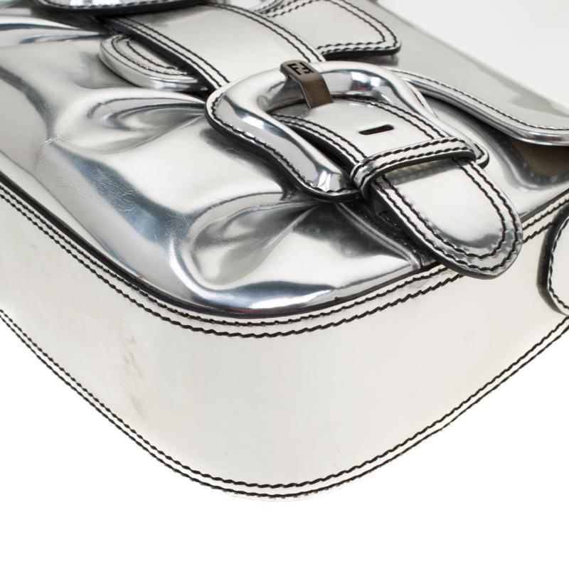 Fendi Silver Patent Leather B Bis Shoulder Bag 3