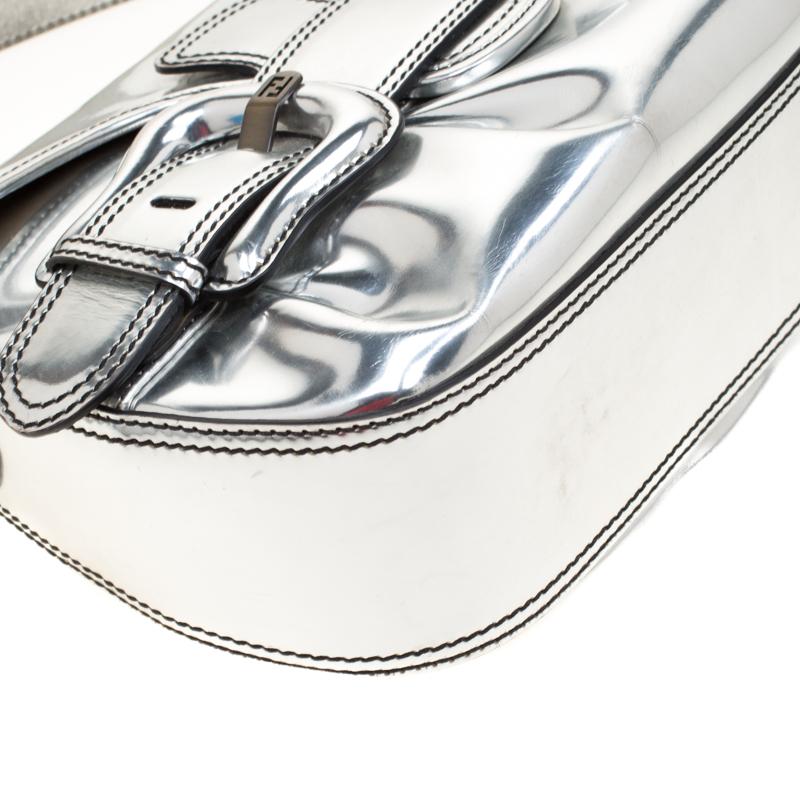 Fendi Silver Patent Leather B Bis Shoulder Bag 4