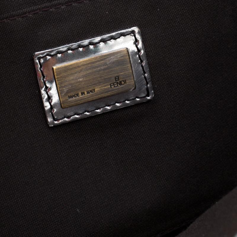 Women's Fendi Silver Patent Leather B Bis Shoulder Bag
