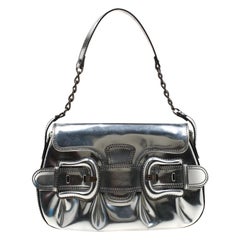 Fendi Silver Patent Leather B Bis Shoulder Bag