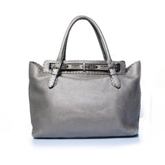 Fendi, silver selleria grand borhese leather handbag
