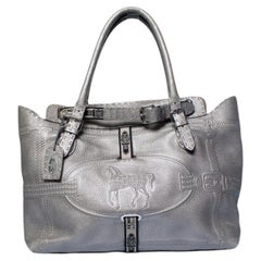 Fendi, silver selleria grand borhese leather handbag
