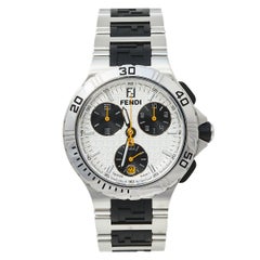 Fendi Silver Chronographe en acier inoxydable 4800M Montre-bracelet pour homme 38 mm