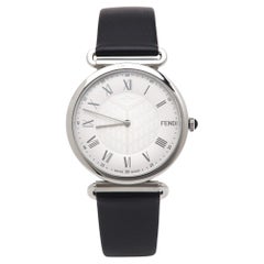 Fendi Silver Stainless Steel Leather Palazzo F0W909-A2YAF0QZ1 Men's Wristwatch 4