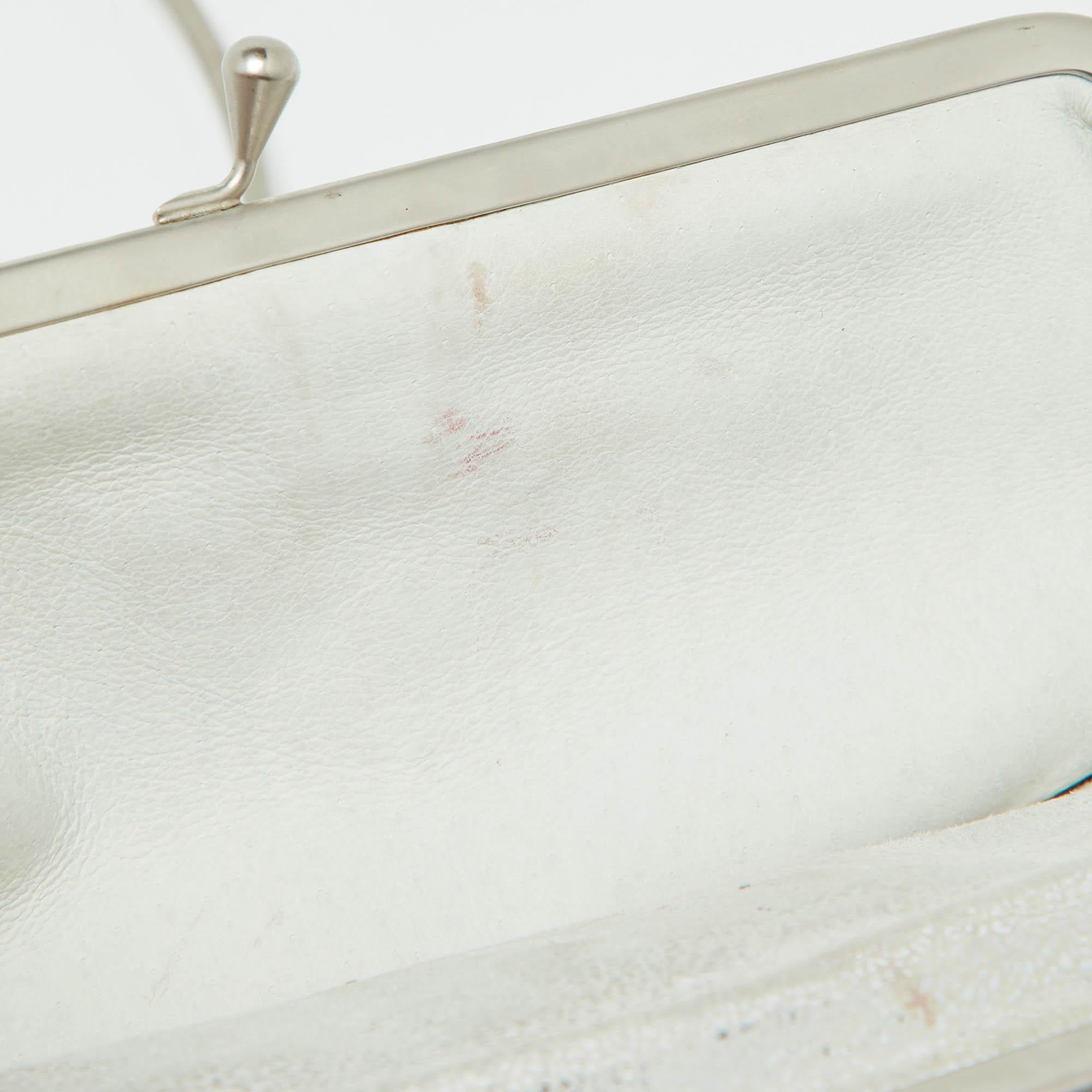 Fendi Silver Suede Rings Clutch For Sale 2
