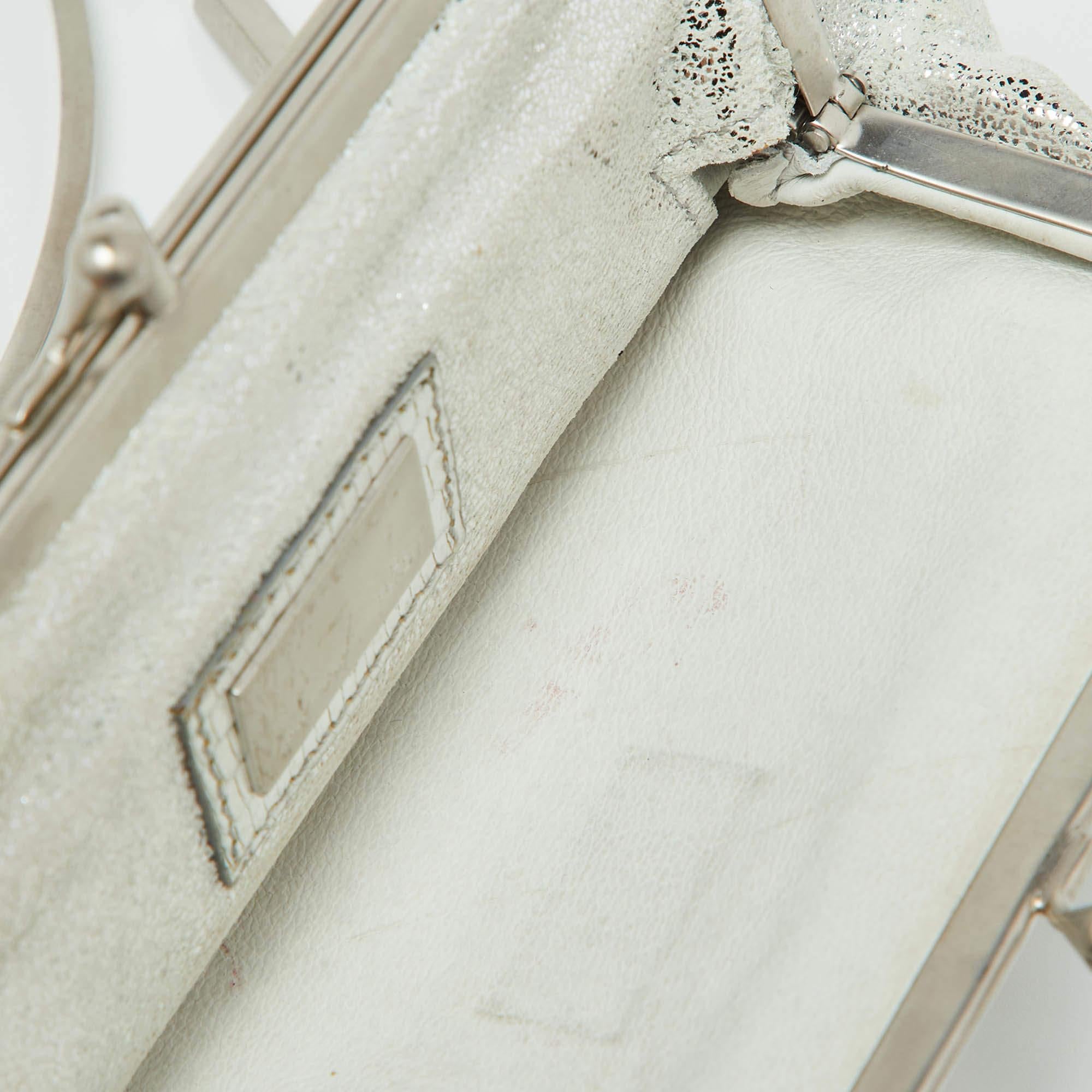 Fendi Silver Suede Rings Clutch For Sale 5