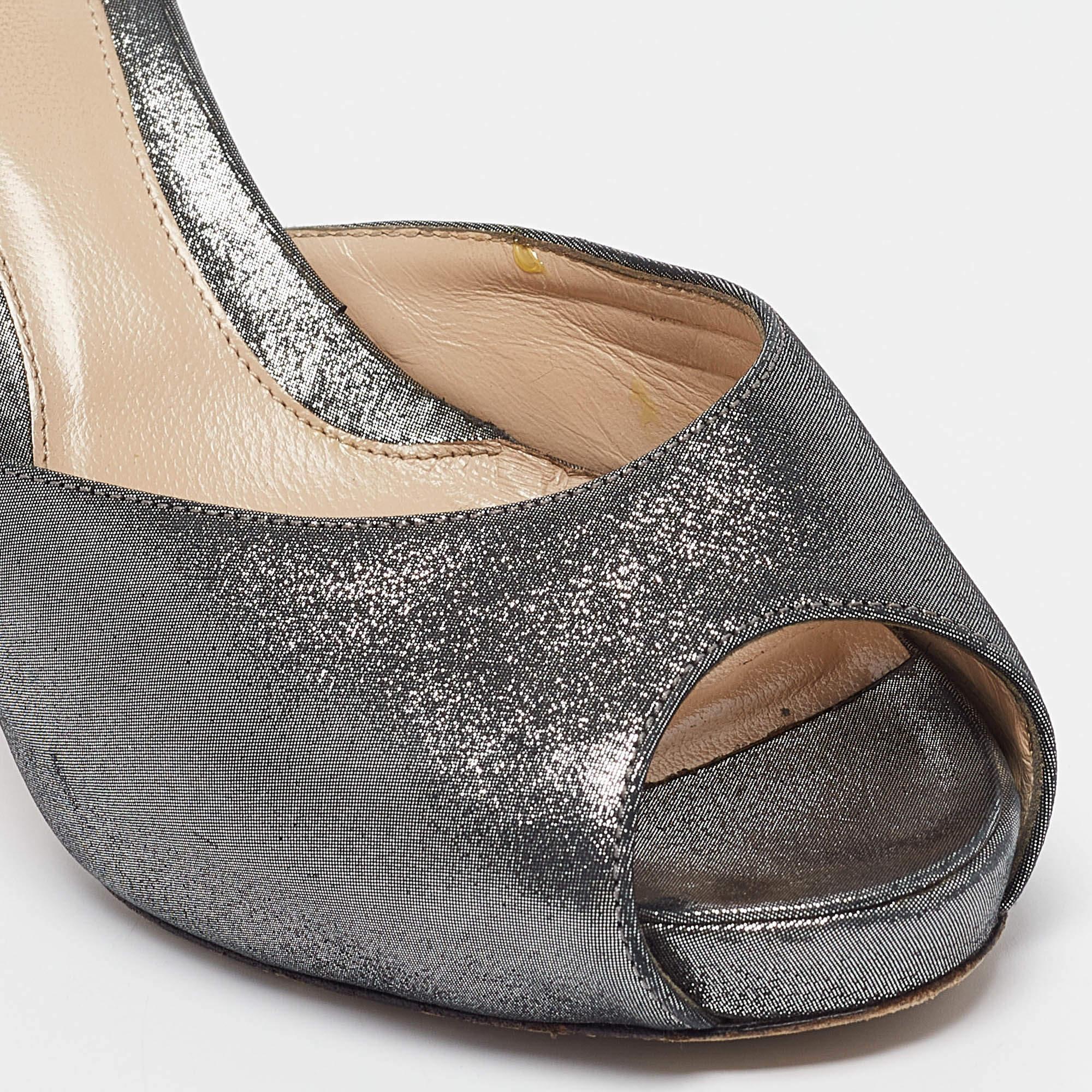 Fendi Silver Suede Slide Sandals Size 39 For Sale 3