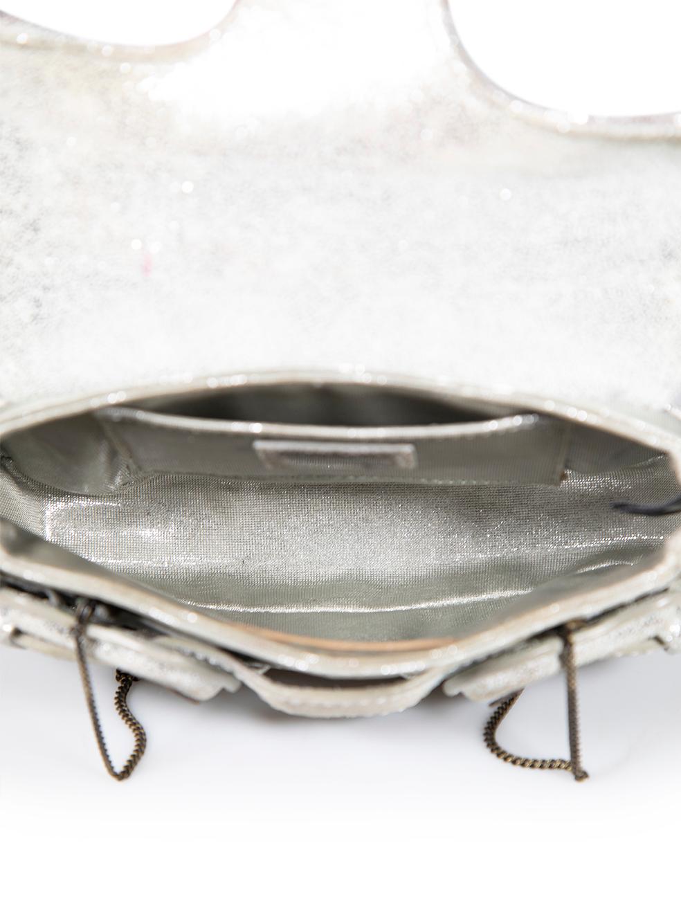 Fendi Silver Textured Mini B Bis Bag For Sale 1