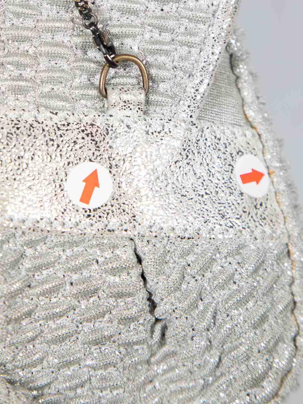 Fendi Silver Textured Mini B Bis Bag For Sale 2