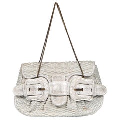Fendi Silver Textured Mini B Bis Bag