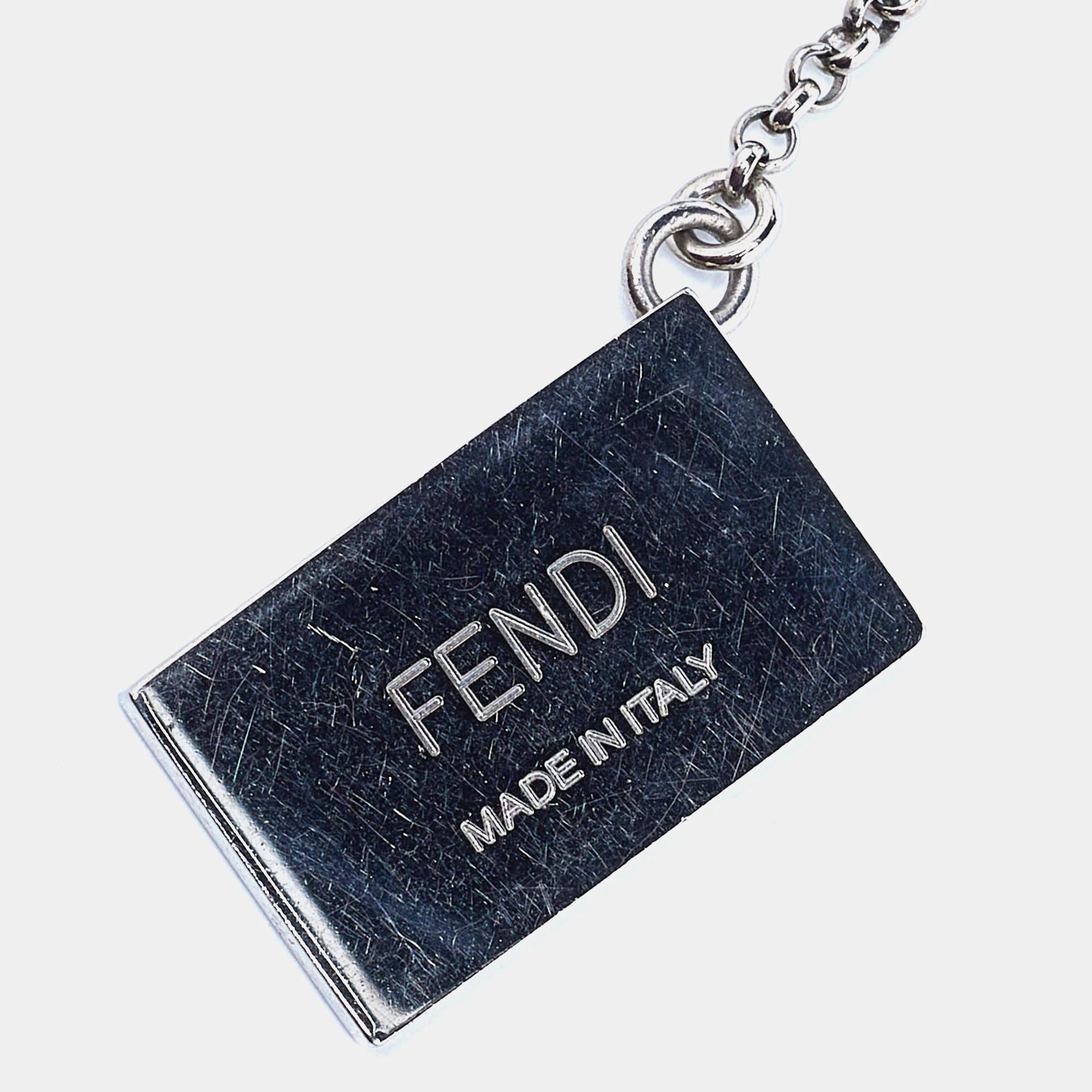Contemporary Fendi Silver Tone Chain Detail Logo Drop Earrings