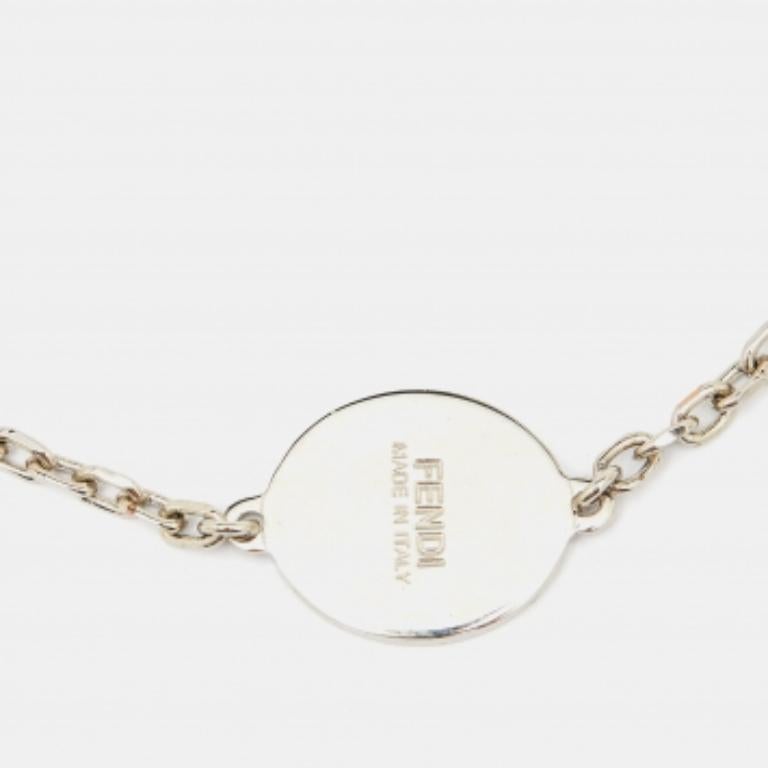 Women's Fendi Silver Tone FF Tag Chain Bracelet For Sale