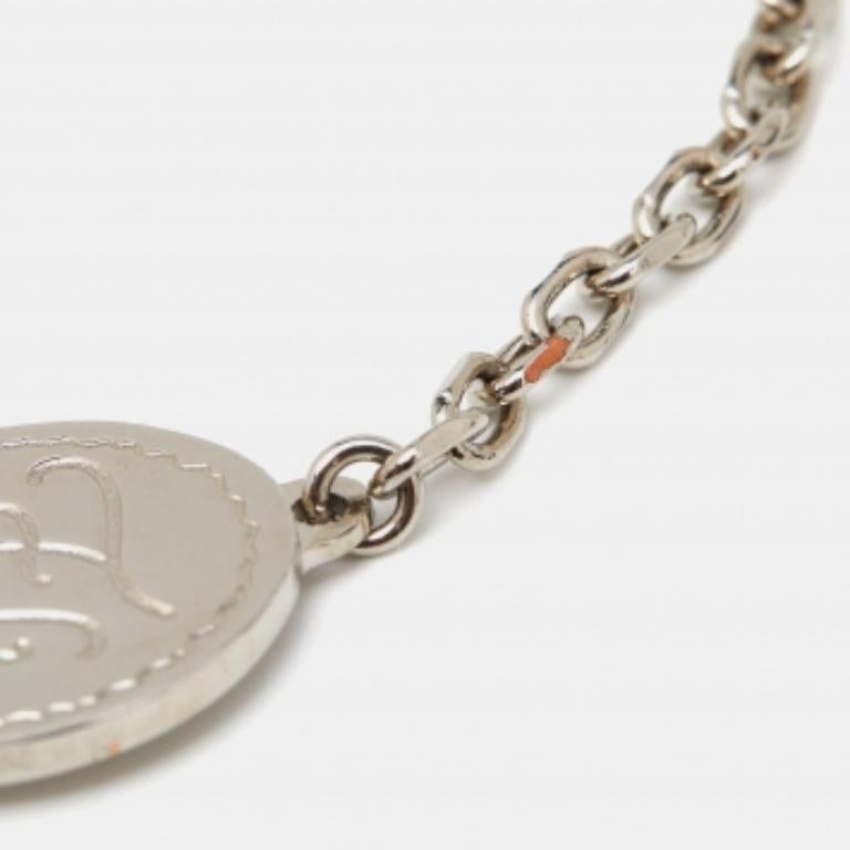 Fendi Silver Tone FF Tag Chain Bracelet For Sale 2