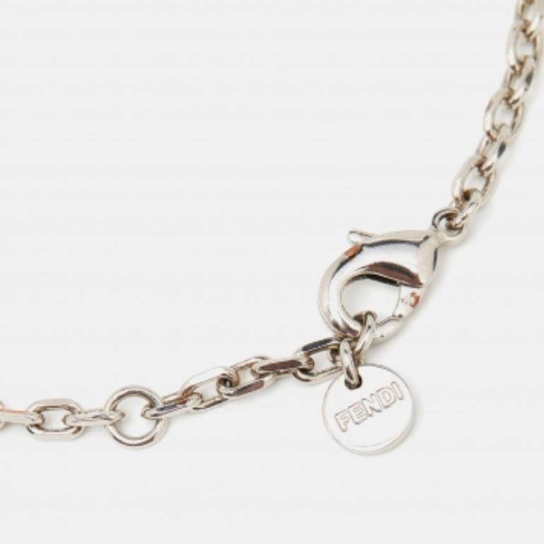 Fendi Silver Tone FF Tag Chain Bracelet For Sale 3