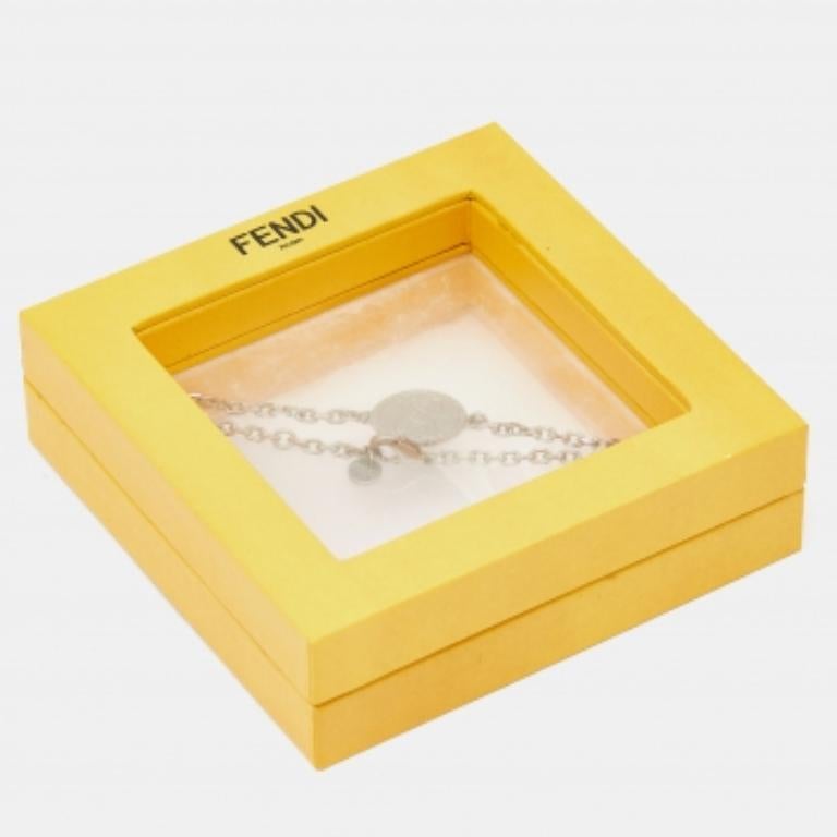 Fendi Silver Tone FF Tag Chain Bracelet For Sale 4