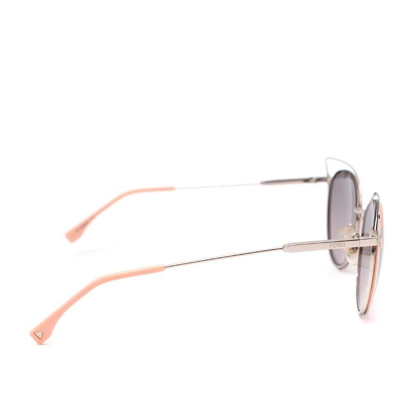 Black Fendi Silver-Tone Metal & Light Coral Cat Eye Sunglasses For Sale