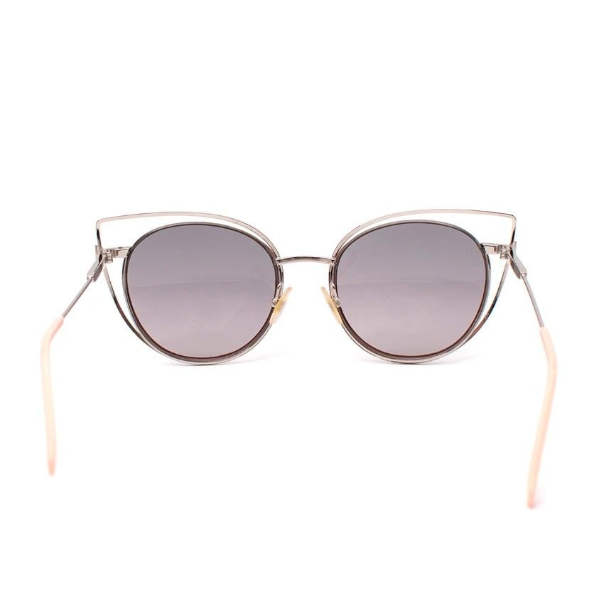 Women's Fendi Silver-Tone Metal & Light Coral Cat Eye Sunglasses For Sale