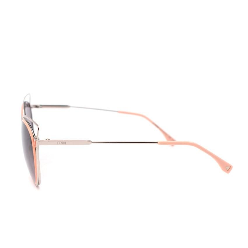 Fendi Silver-Tone Metal & Light Coral Cat Eye Sunglasses For Sale 1
