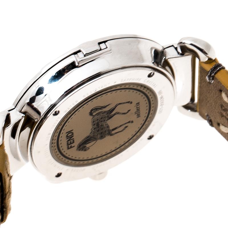 Fendi Silver White Stainless Steel Selleria F89034H Women's Wristwatch 39 mm 1