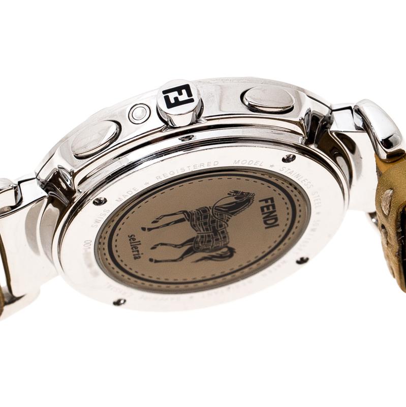 Fendi Silver White Stainless Steel Selleria F89034H Women's Wristwatch 39 mm 2