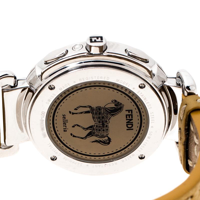 Fendi Silver White Stainless Steel Selleria F89034H Women's Wristwatch 39 mm 3