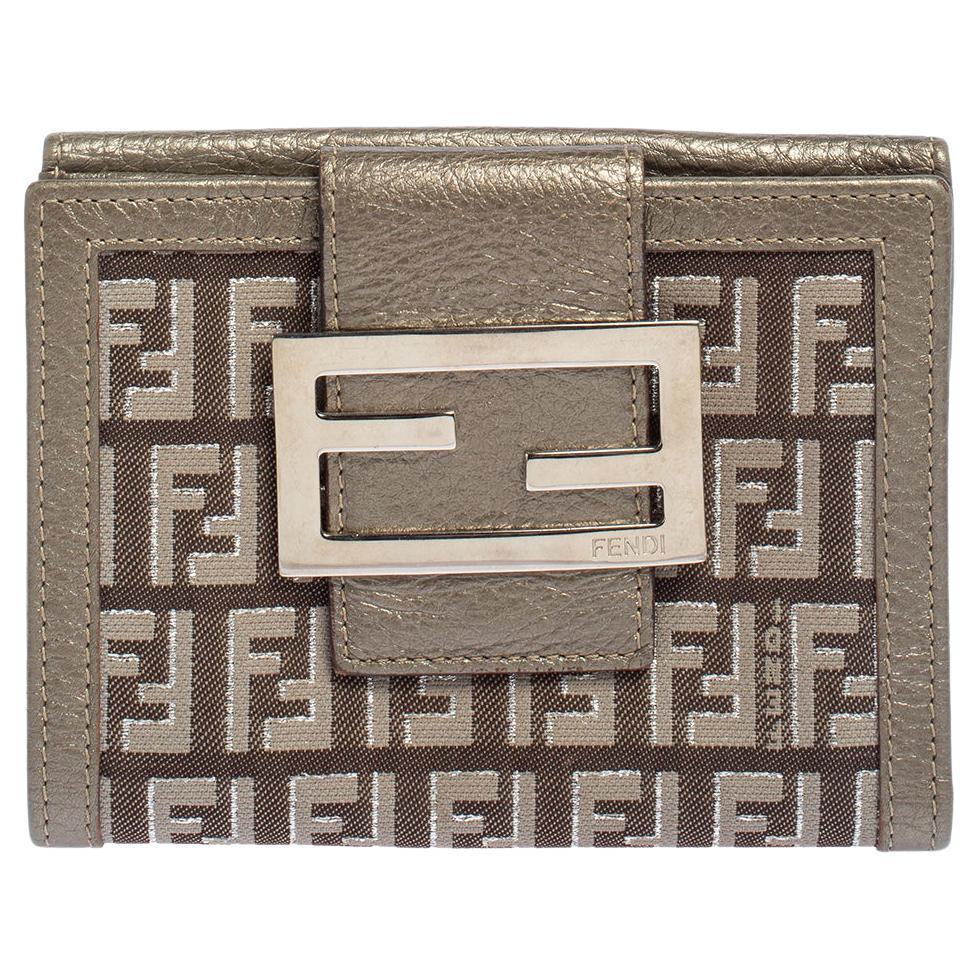 Fendi Metallic Silver Leather Tube Wallet On Chain at 1stDibs