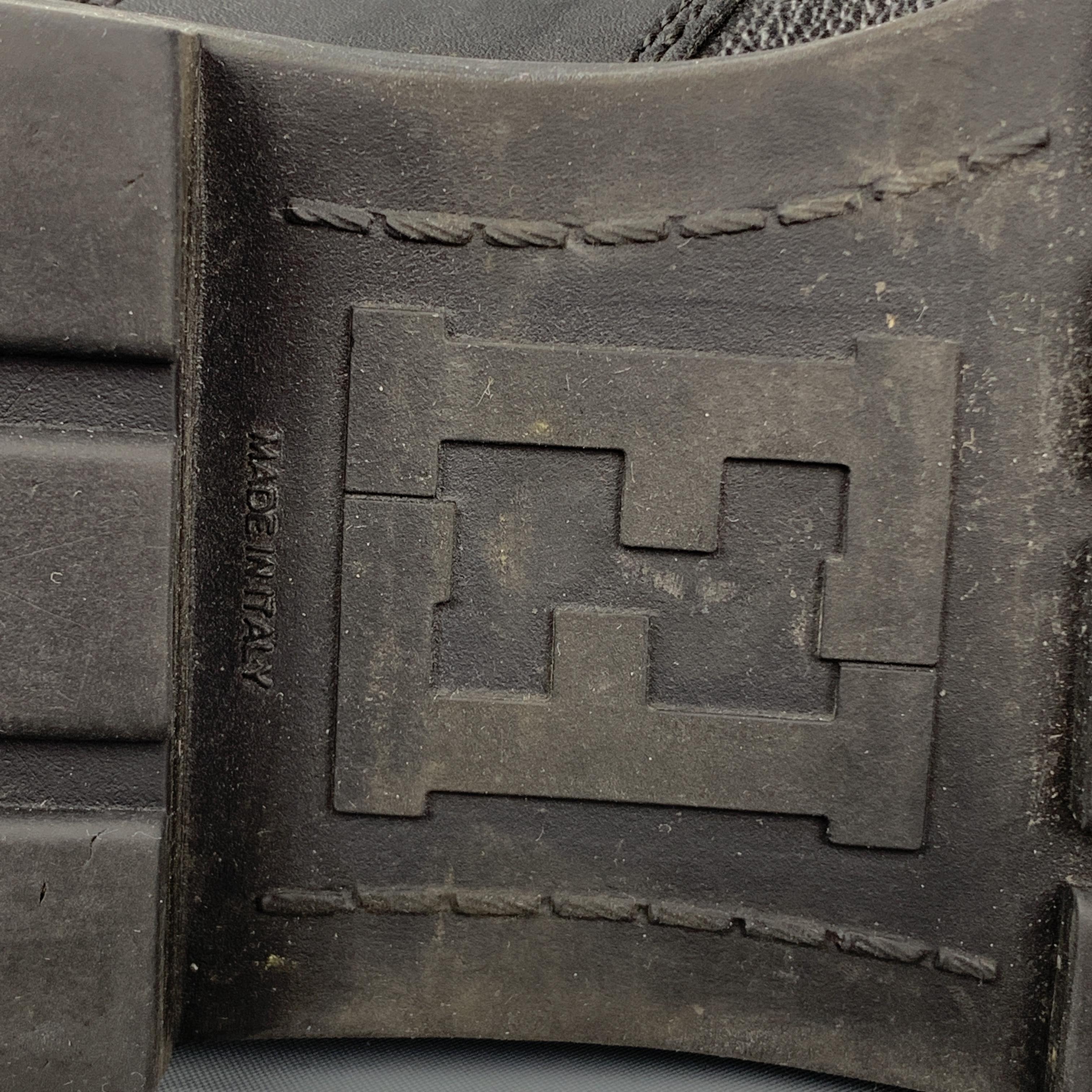 FENDI Size 10 Black Monogram Leather Lace Up Boots 5