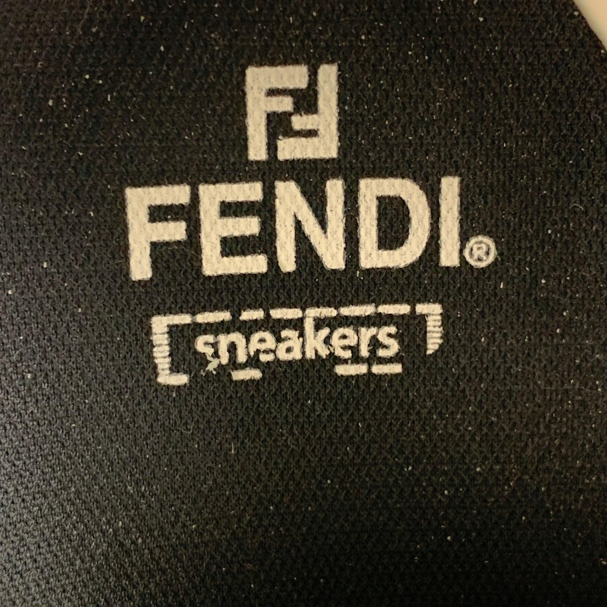 FENDI Size 12 Grey White Mixed Materials Lace Up Sneakers For Sale 7