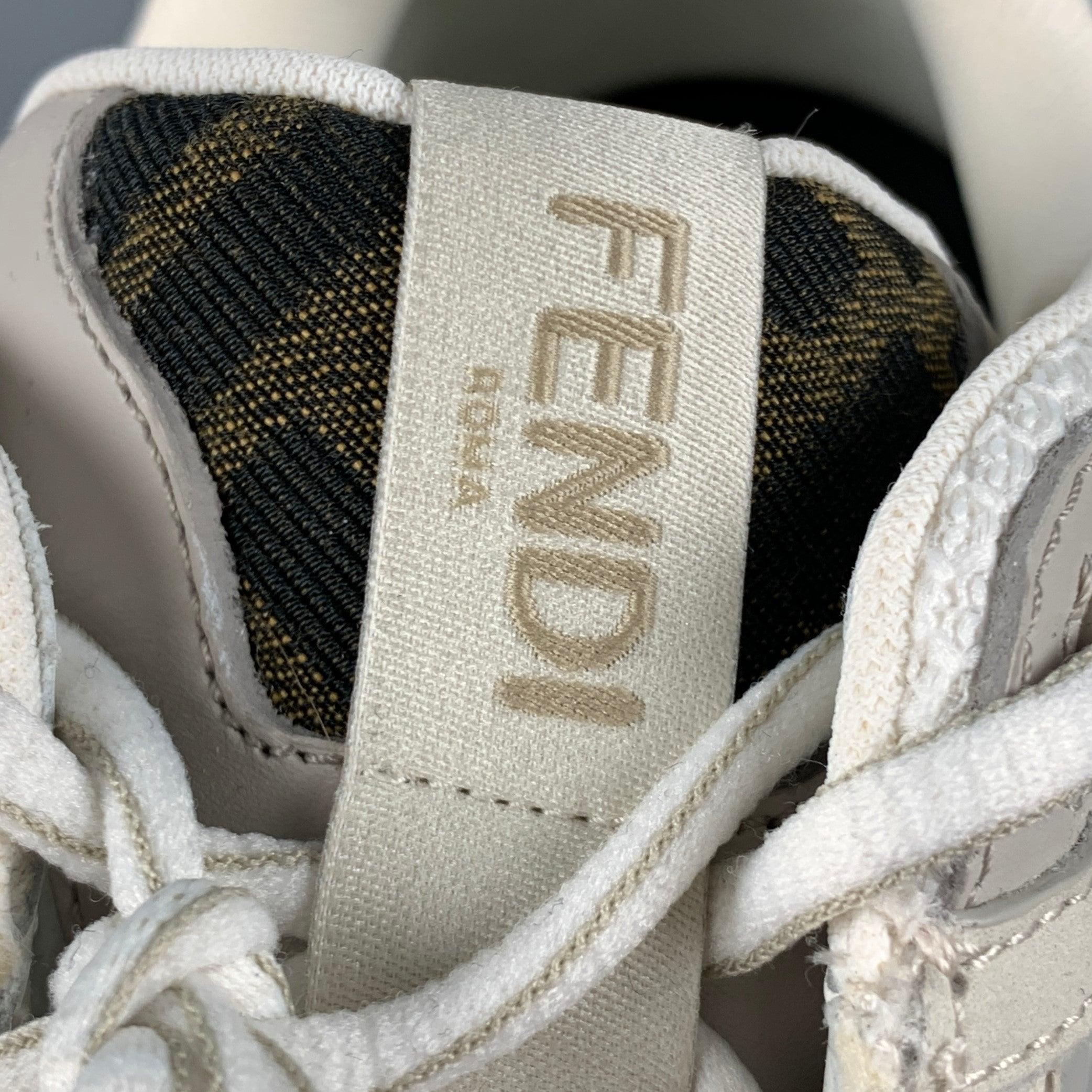 FENDI Size 12 Grey White Mixed Materials Lace Up Sneakers For Sale 3