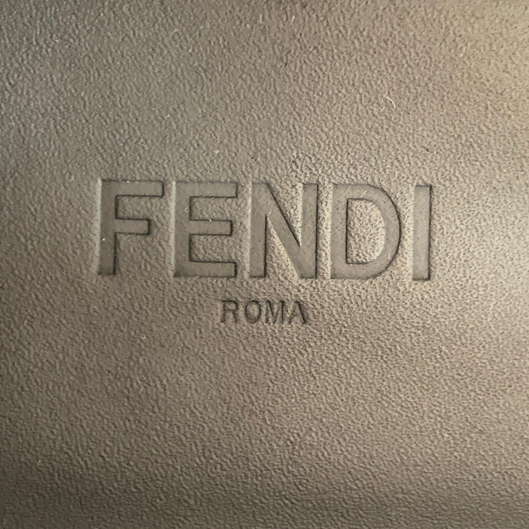 FENDI Größe 13 Schwarz Silber Kalbsleder Monogram Schnalle Slip On Loafers im Angebot 3