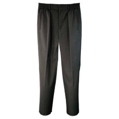 FENDI Size 30 Black Wool Blend Pleated Elastic Waistband Casual Pants