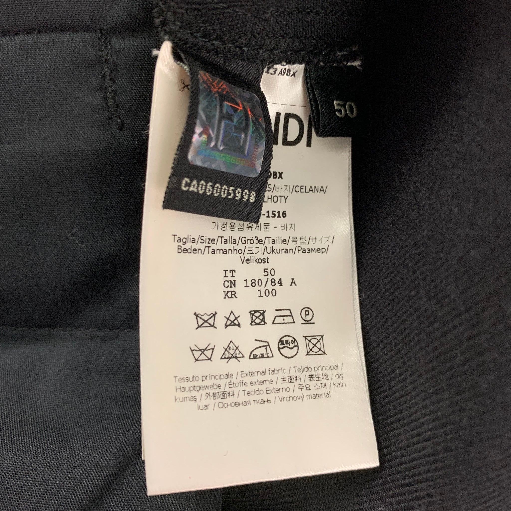 FENDI Taille 34 Pantalon Cargo Casual noir en laine vierge polyester diaphane Bon état - En vente à San Francisco, CA