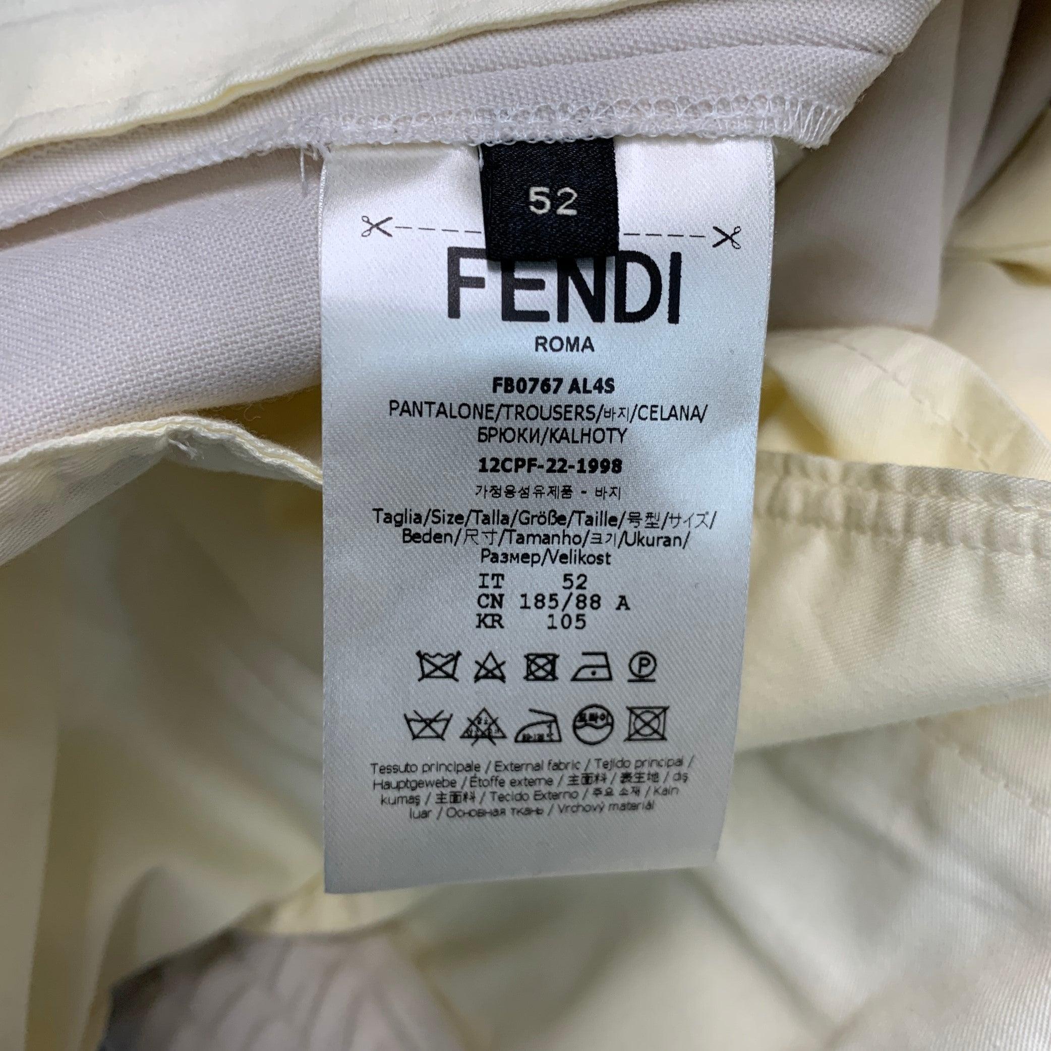 Men's FENDI Size 36 Beige Polyester Wool Pleated Elastic Waistband Dress Pants