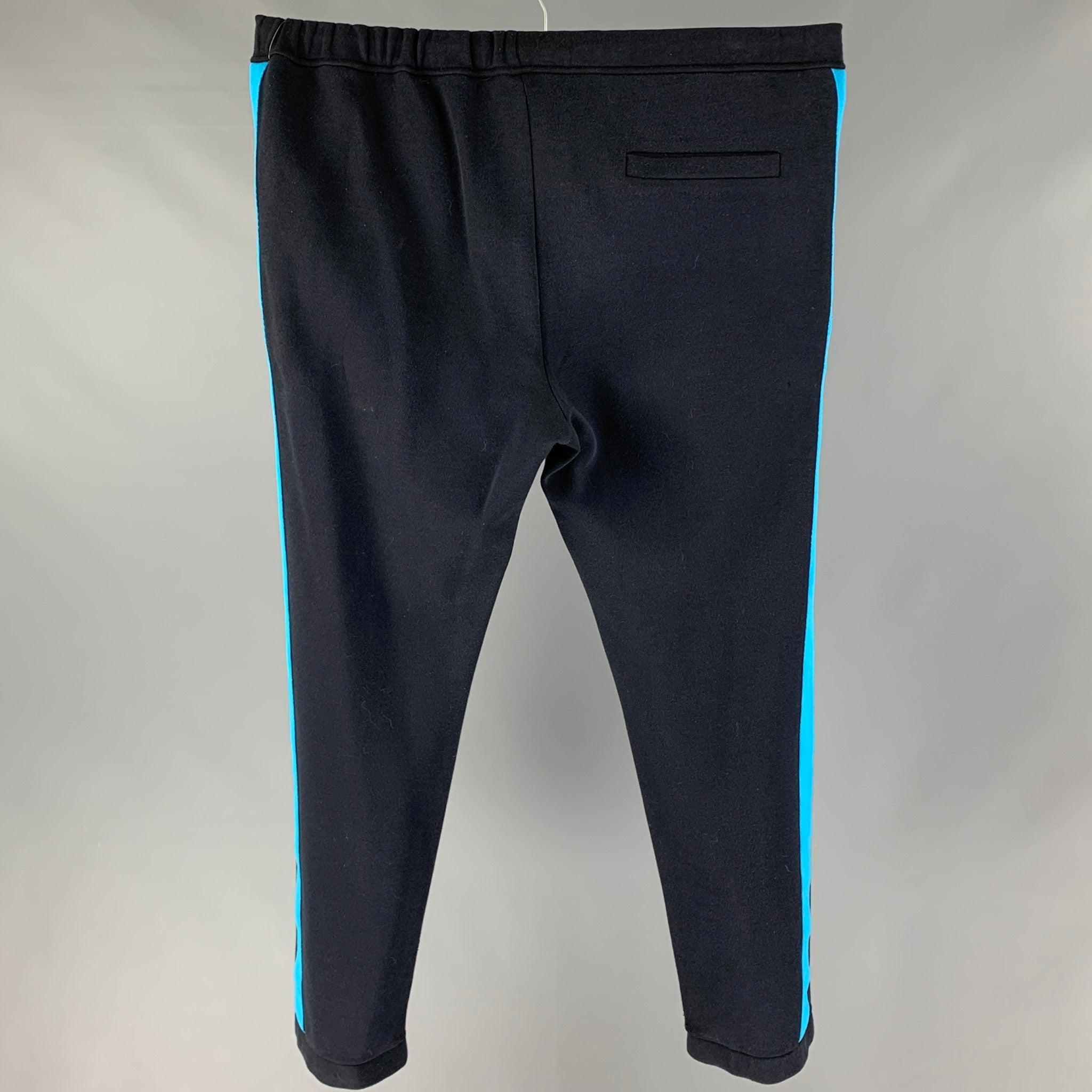FENDI Taille 36 Pantalon de survêtement en coton mélangé à rayures bleu marine Bon état - En vente à San Francisco, CA
