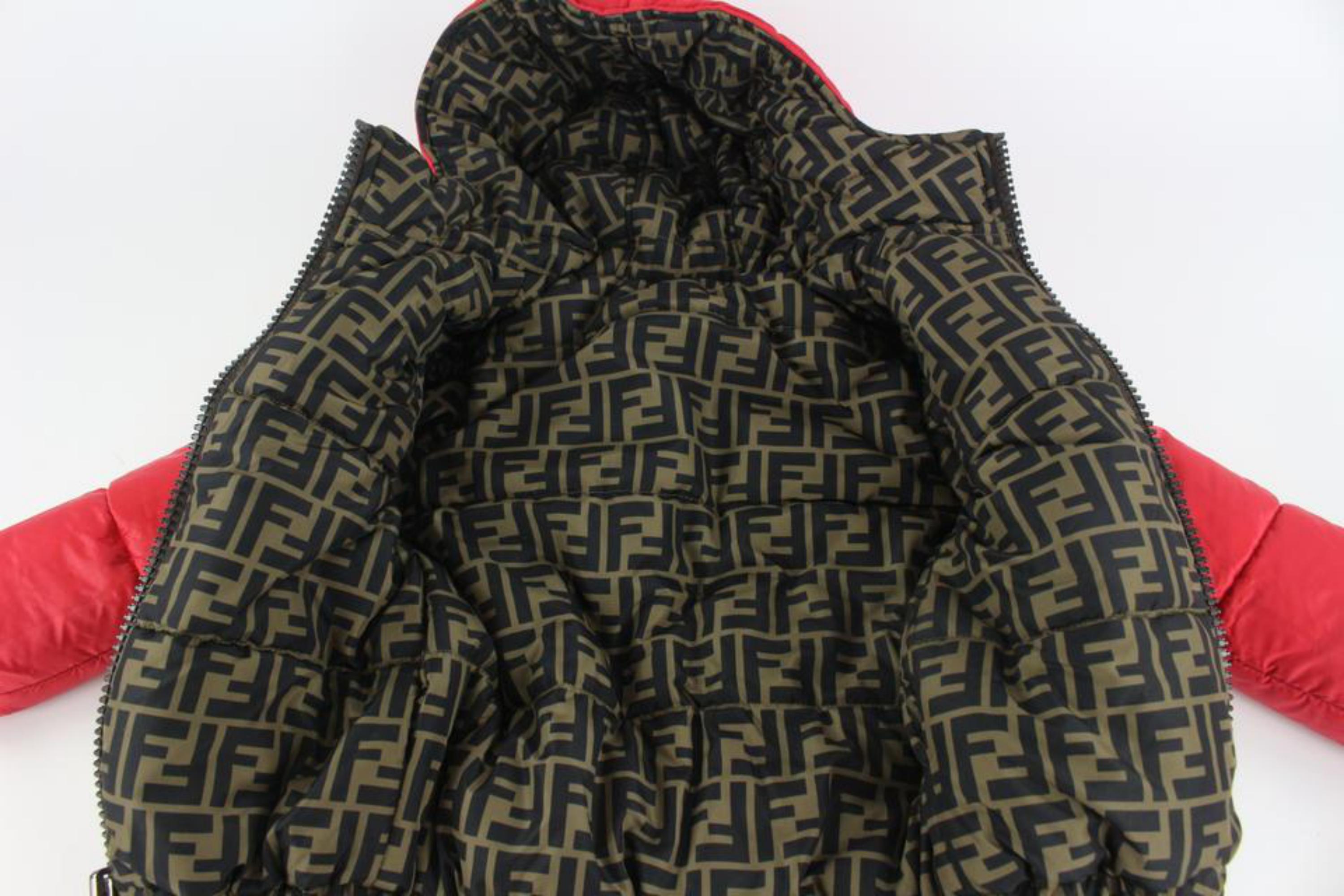 Fendi Size 3T Monogram x Red Puffer Coat Puffy Jacket Toddler Kids 1220f32 3