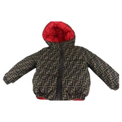 Fendi Size 3T Monogram x Red Puffer Coat Puffy Jacket Toddler Kids 1220f32