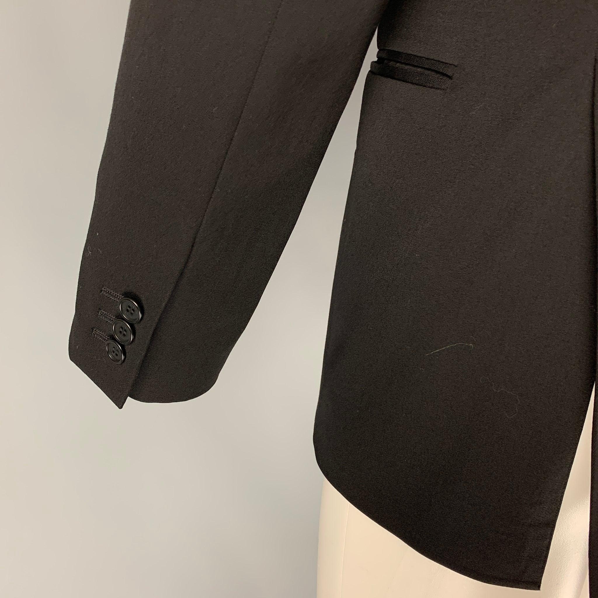 Men's FENDI Size 40 Regular Black Wool Notch Lapel Sport Coat For Sale