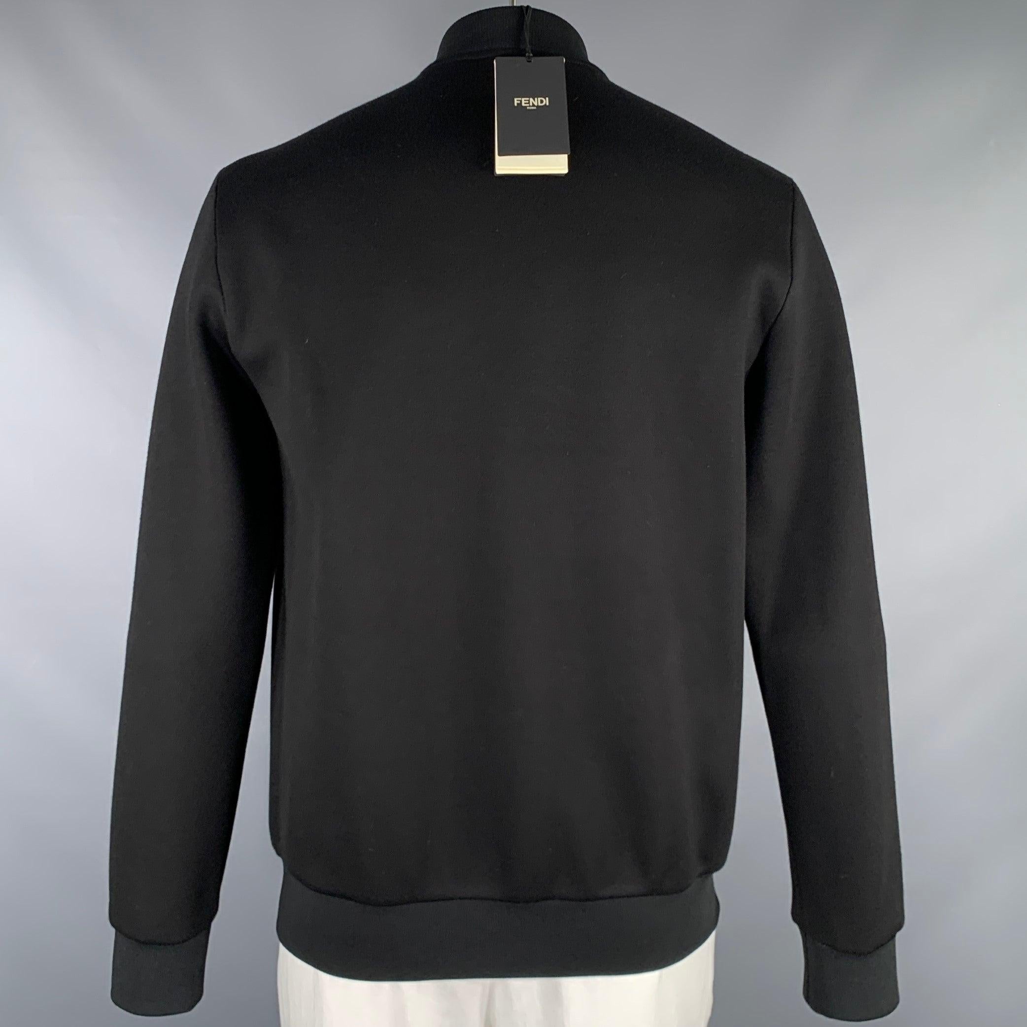 Men's FENDI Size 42 Black Viscose Zip Up Jacket For Sale