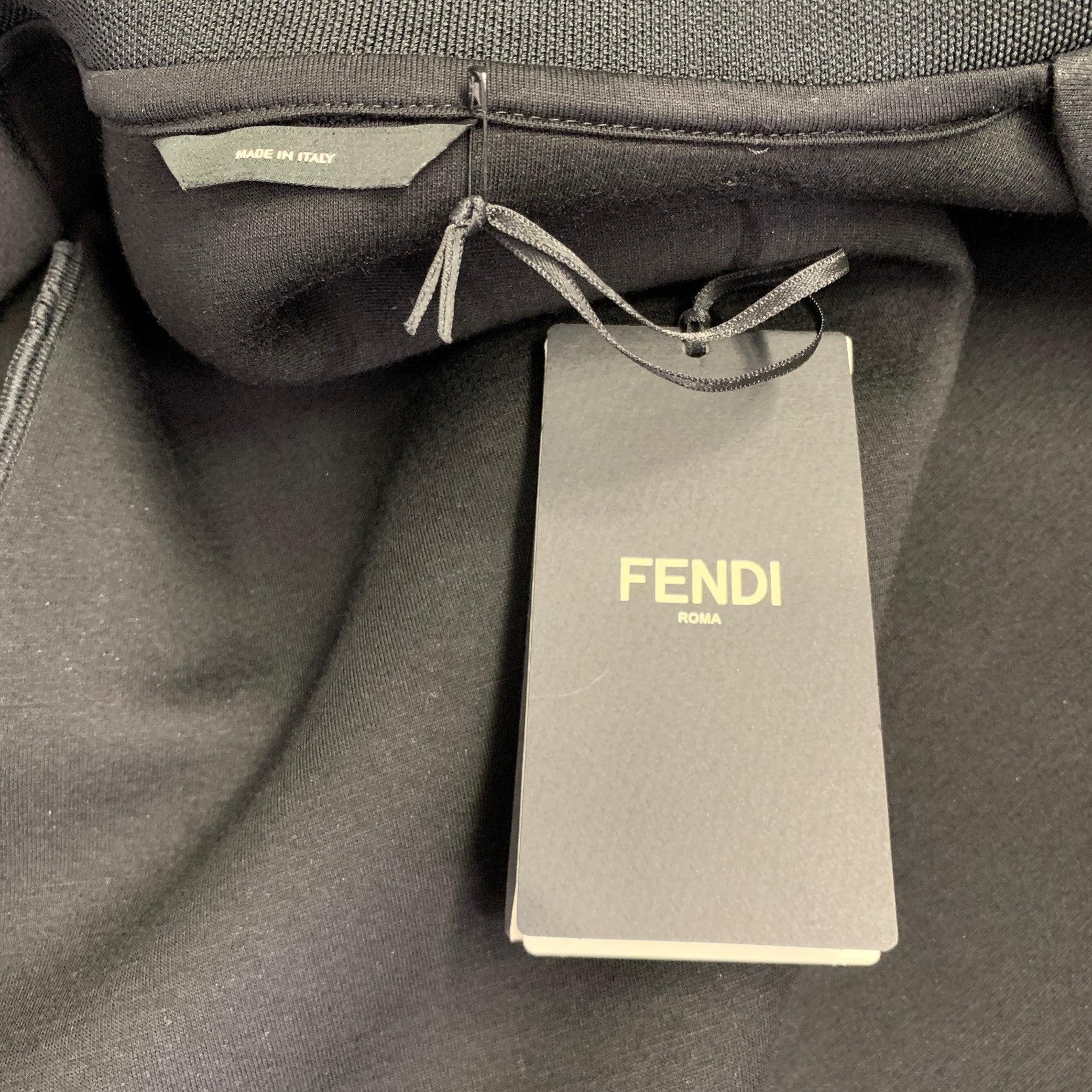 FENDI Size 42 Black Viscose Zip Up Jacket For Sale 1
