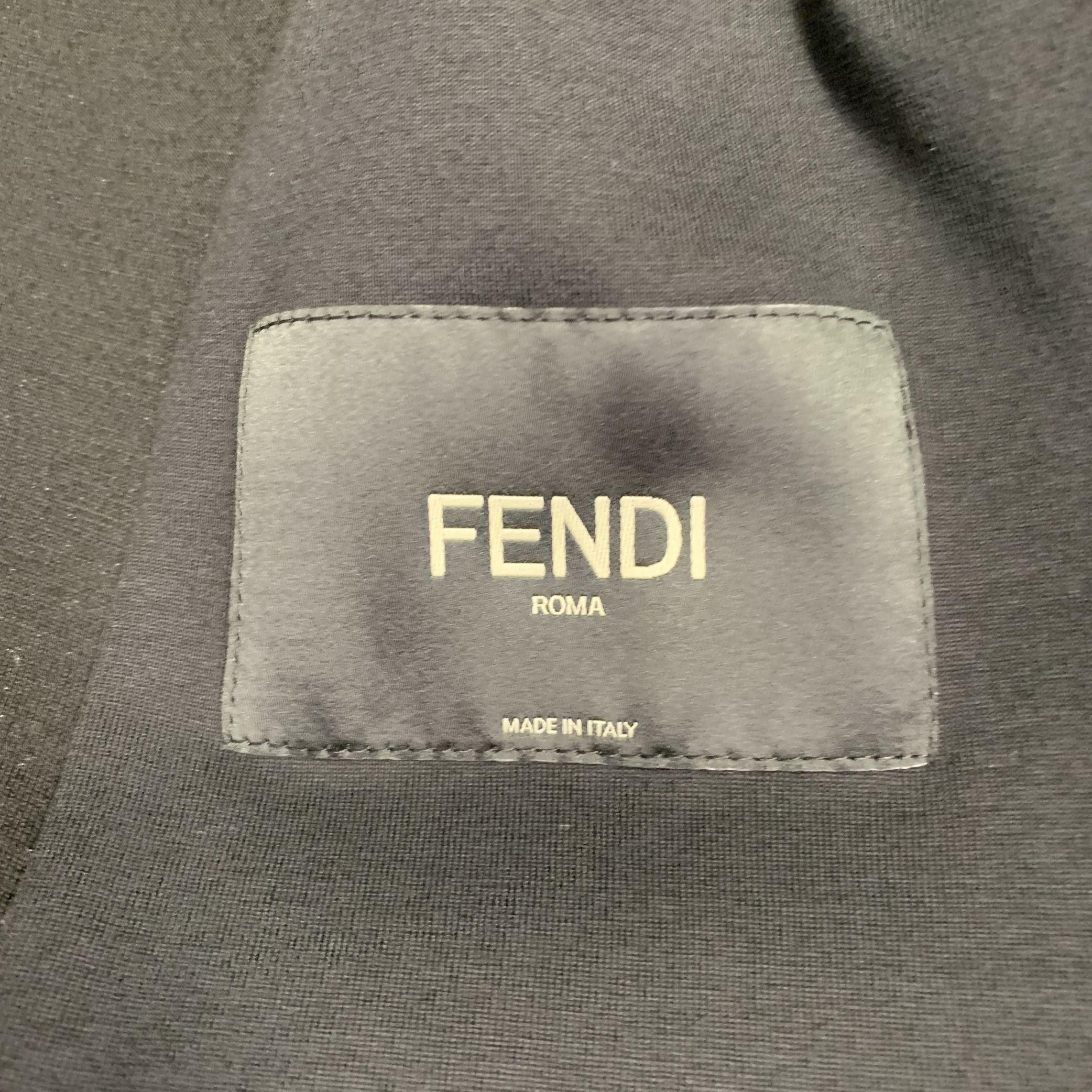 FENDI Size 42 Black Viscose Zip Up Jacket For Sale 2