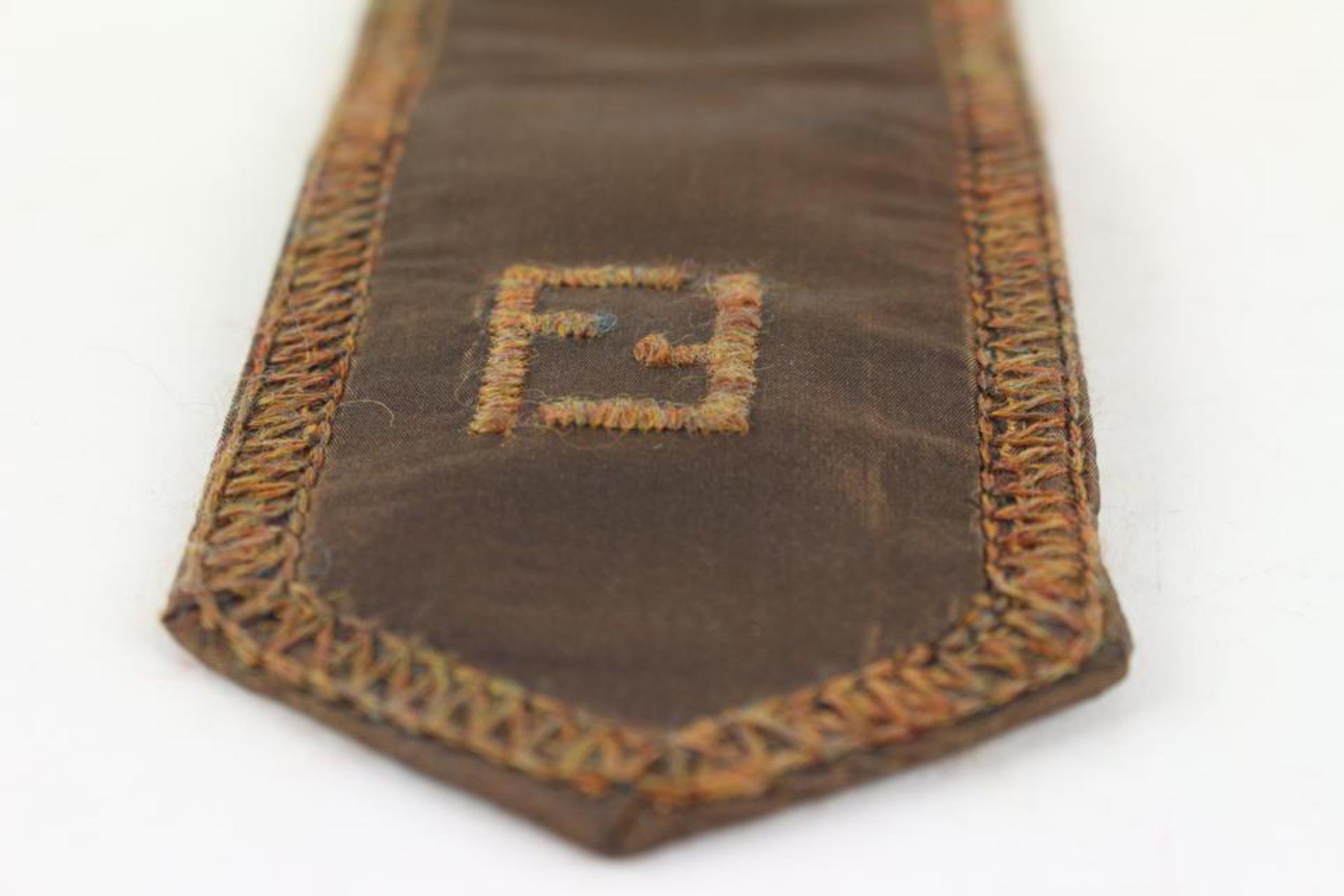 Fendi Size 42 Brown FF logo Thick Belt 4FF1106 In Fair Condition For Sale In Dix hills, NY
