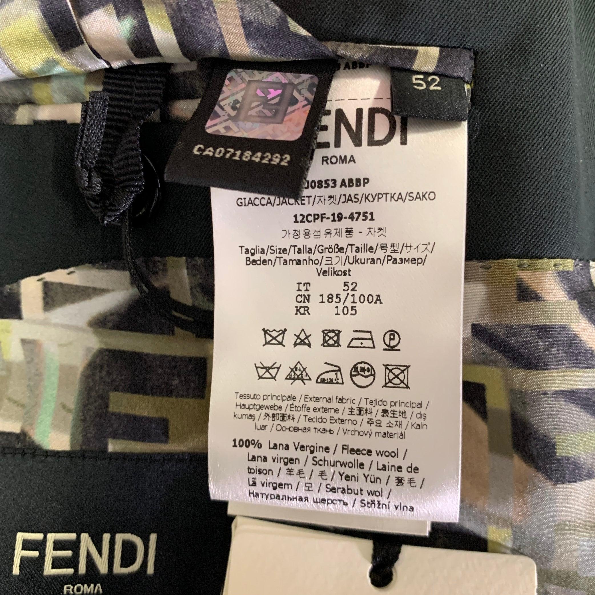 FENDI Size 42 Charcoal Wool Notch Lapel Sport Coat 3